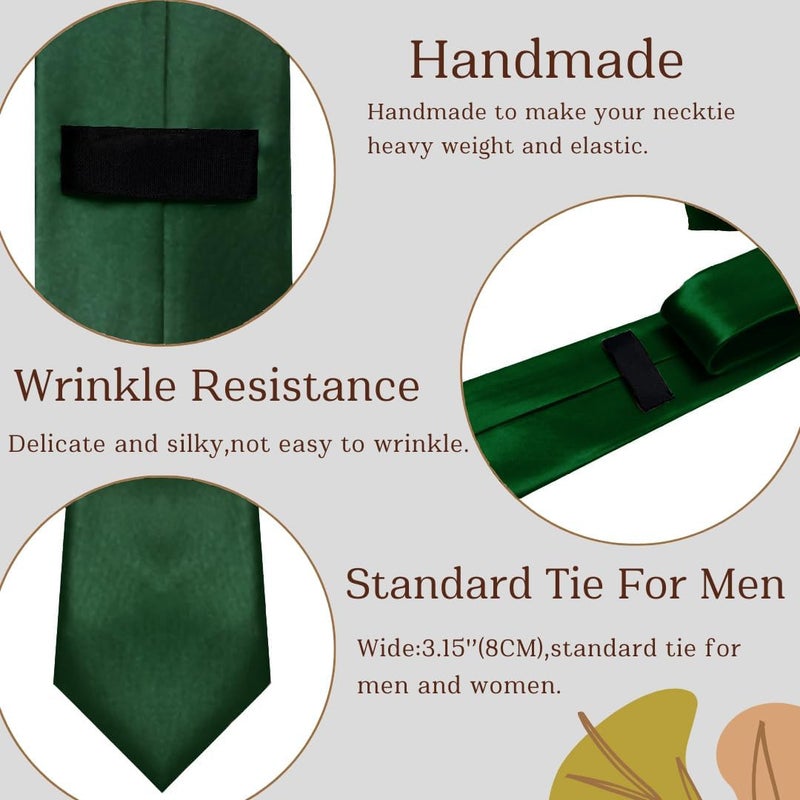 WOXVM Men's Ties Classic Solid Satin Tie Pure Color 3.15" Mens Necktie, Premium Formal Black Ties For Men Business & Wedding - Image 3